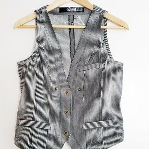 Stripped dark blue and white Desigual vest, size 38